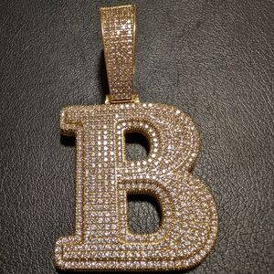 Gold and Silver Initial B Pendant